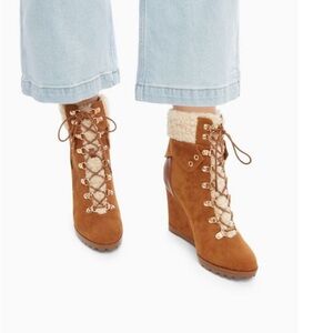 Just Fab Erleen Lace-Up Wedge Ankle Boots 8.5